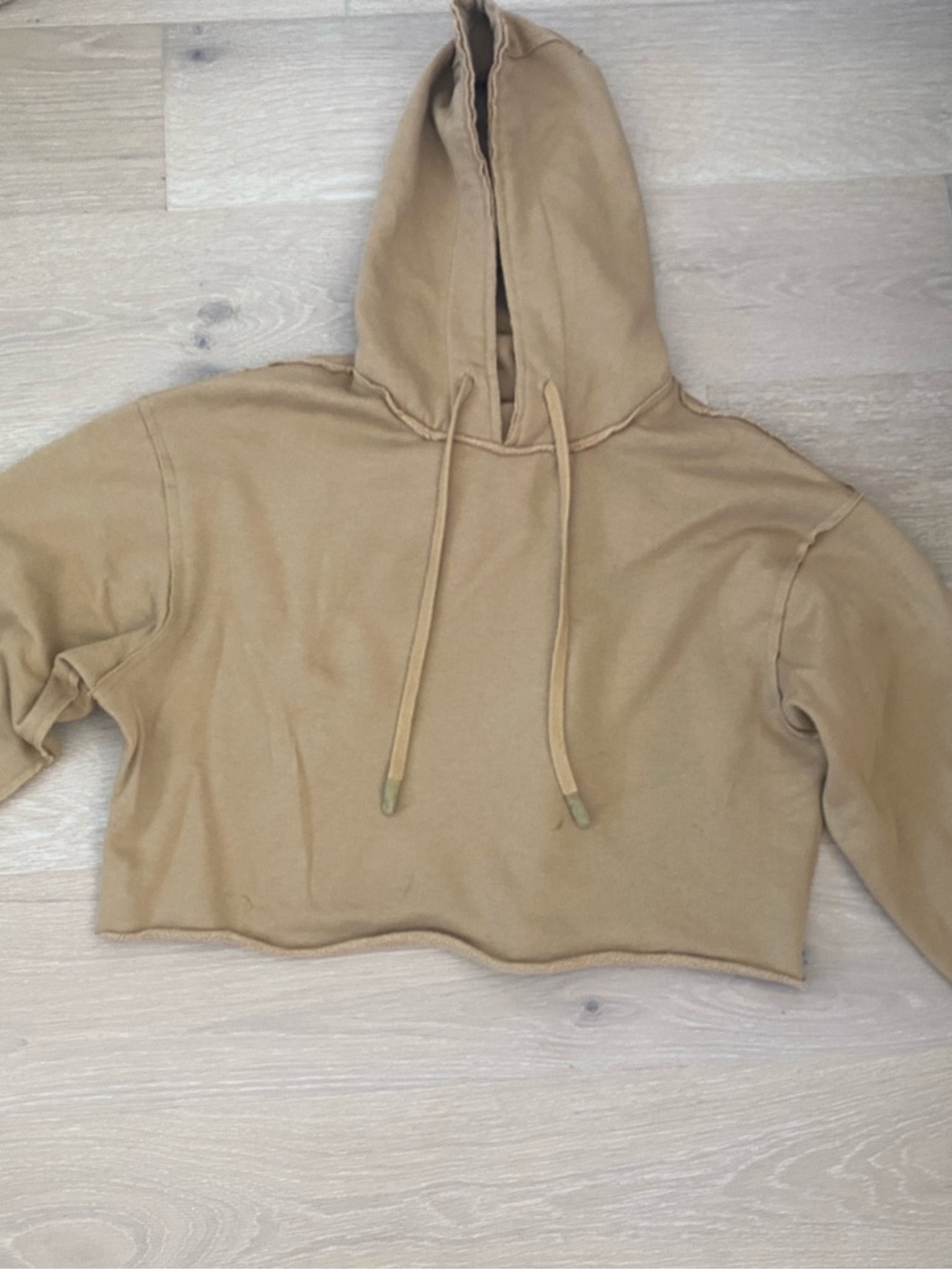 ALO Yoga Cropped Hoodie in Camel/Tan